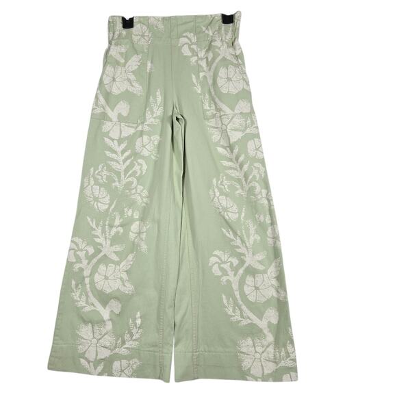 We The Free Breezy Pants Womens XS Seaglass Combo Pull On Jeans Wide Leg Floral - Picture 1 of 13